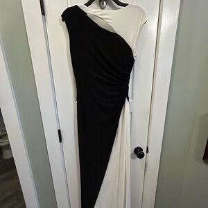 Ralph Lauren Black and Cream Asymmetrical Dress